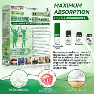 Taileden® Moringa · Berberine × NAD+ 10-in-1 Advanced Nano Microneedle Patch