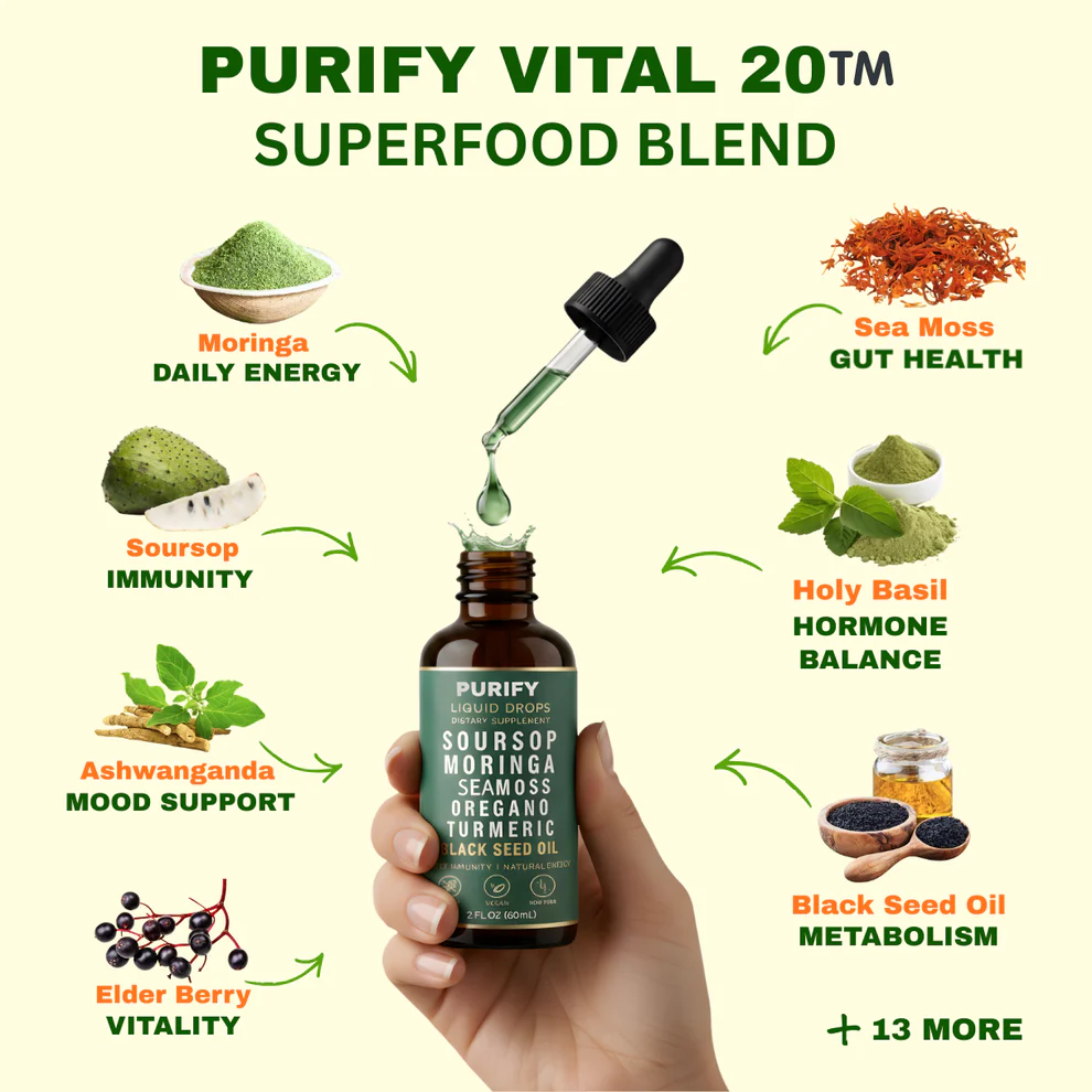 Purify Soursop Moringa Seamoss Oregano Turmeric Drops