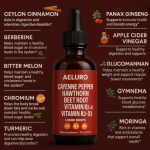 Aeluro Cayenne Pepper Hawthorn Beet Root K2+D3 Liquid Drops