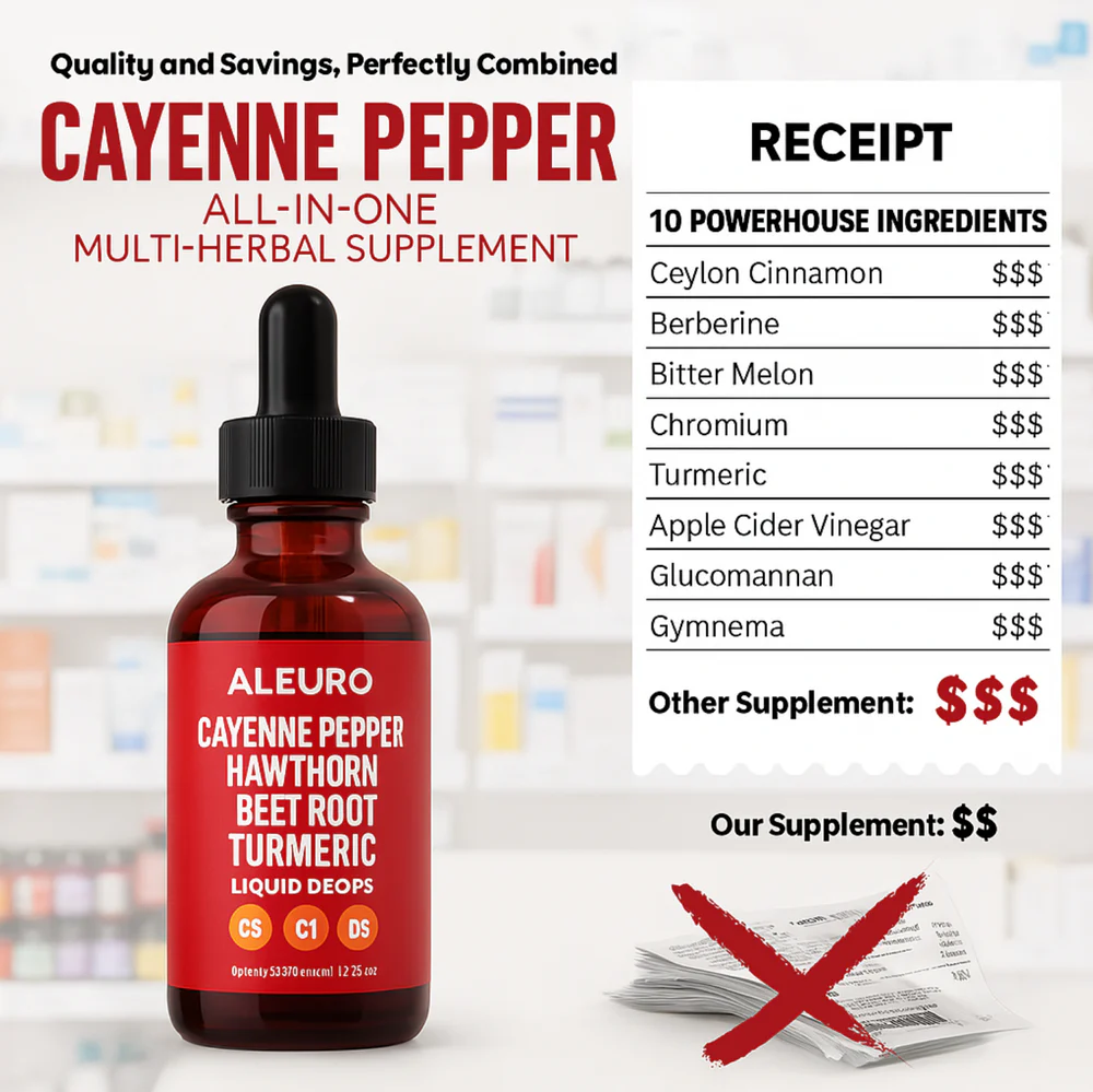 Aeluro Cayenne Pepper Hawthorn Beet Root K2+D3 Liquid Drops